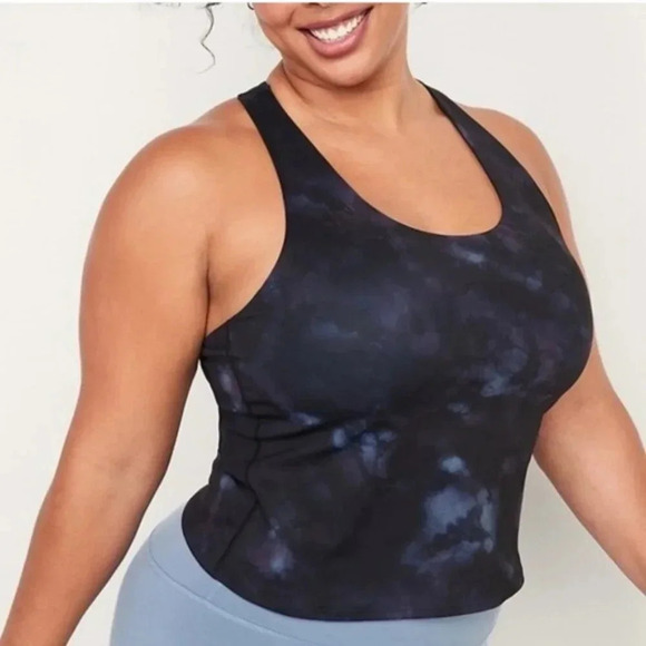 Pre-Owned Old Navy PowerSoft Cropped Shelf-Bra Tank Top Tie Dye Size Small - Picture 1 of 8